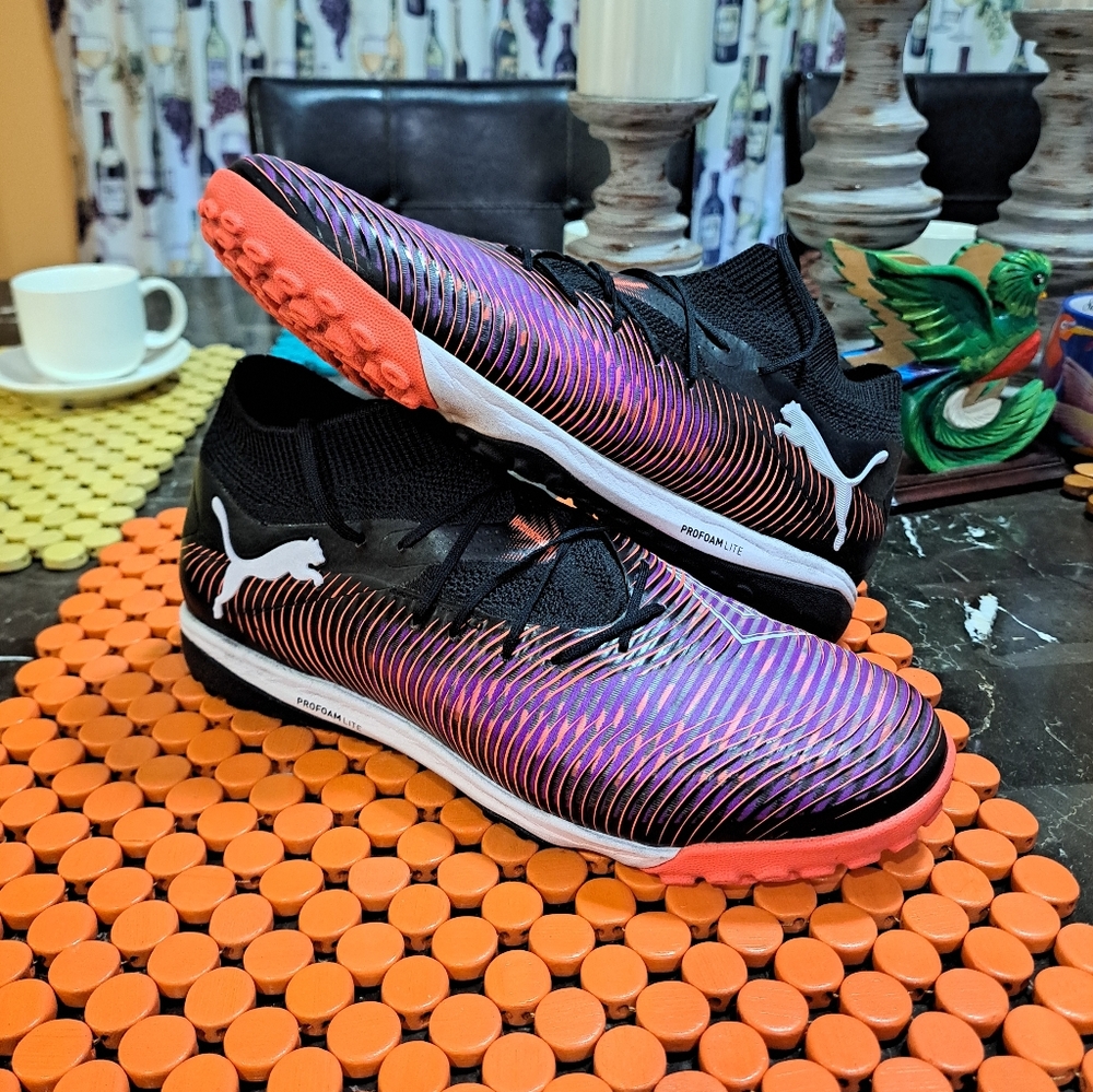 Puma Future 8 Ultimate TURF Black/White/Glowing Red Soccer Cleats Size 10.0